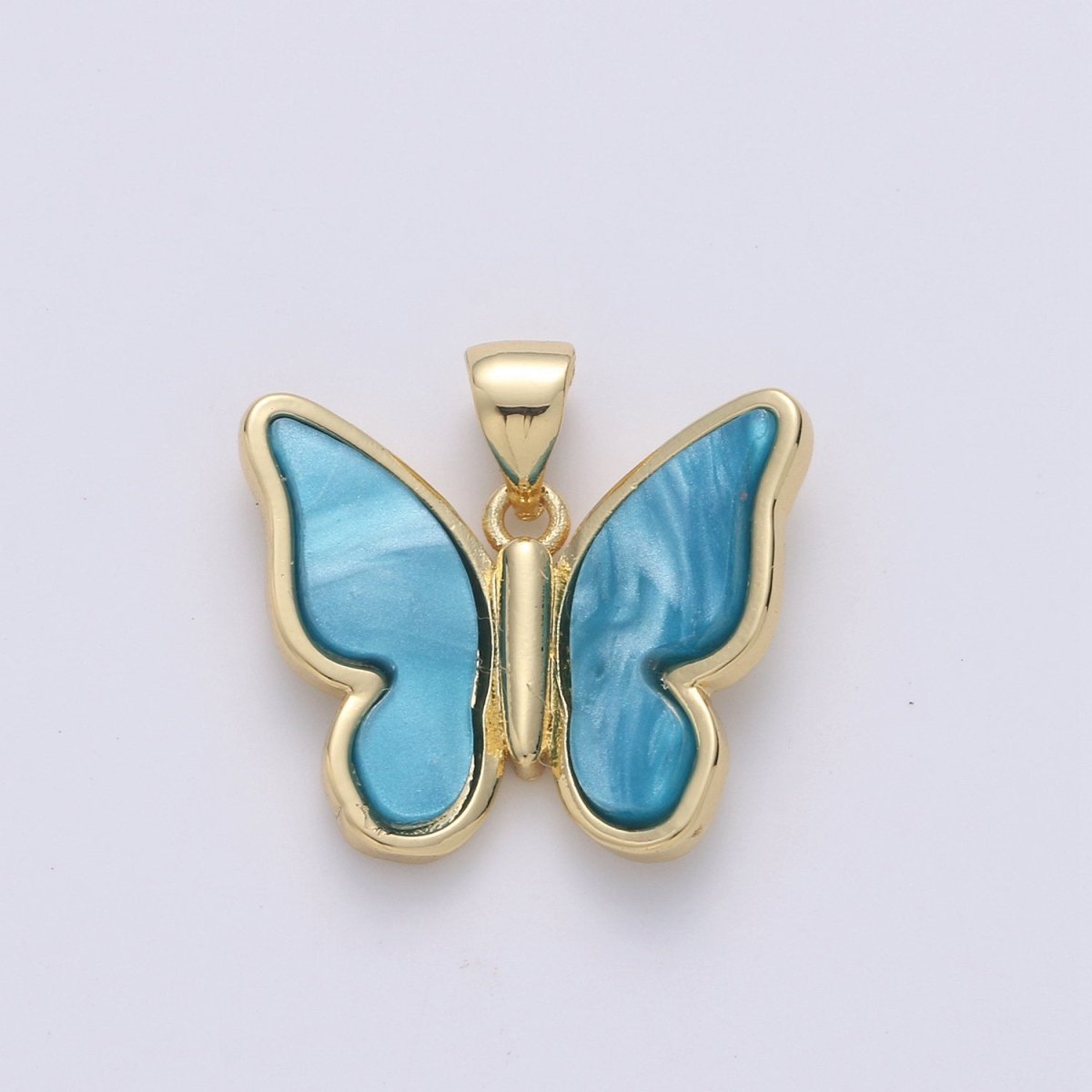 Purple Mariposa Butterfly Charm Pearl Butterfly Charm Acrylic Pendant for Necklace Earring Bracelet Component Real Gold Plated Tarnish Free