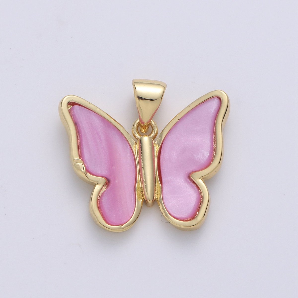 Purple Mariposa Butterfly Charm Pearl Butterfly Charm Acrylic Pendant for Necklace Earring Bracelet Component Real Gold Plated Tarnish Free