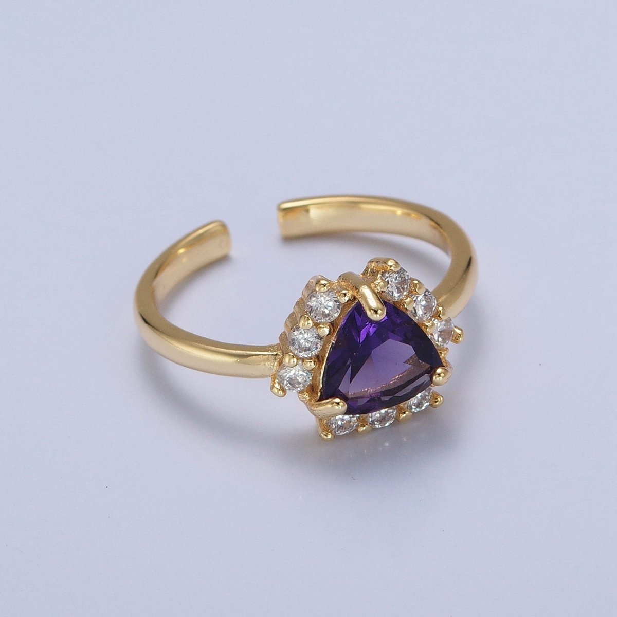 Purple / Teal Triangle Micro Pave Cubic Zirconia Promise Ring O-784 O-785