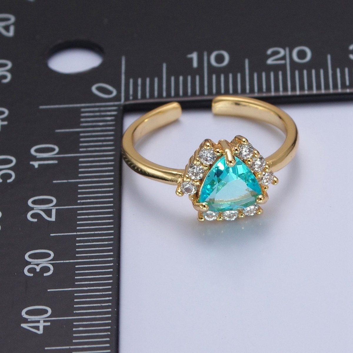 Purple / Teal Triangle Micro Pave Cubic Zirconia Promise Ring O-784 O-785