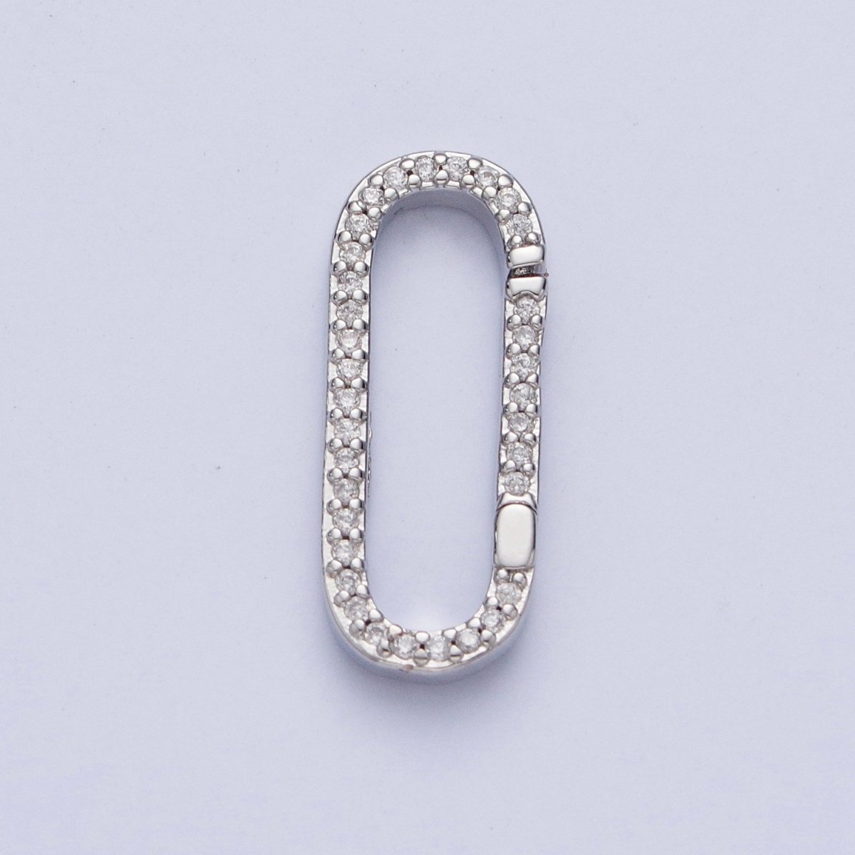 Push Gate Ring Gold Filled Micro Pace CZ Long Oval Spring Gate Clasps For DIY Jewelry Making in Gold, Silver, Rose Gold, Black L-854 L-855 L-856 L-857