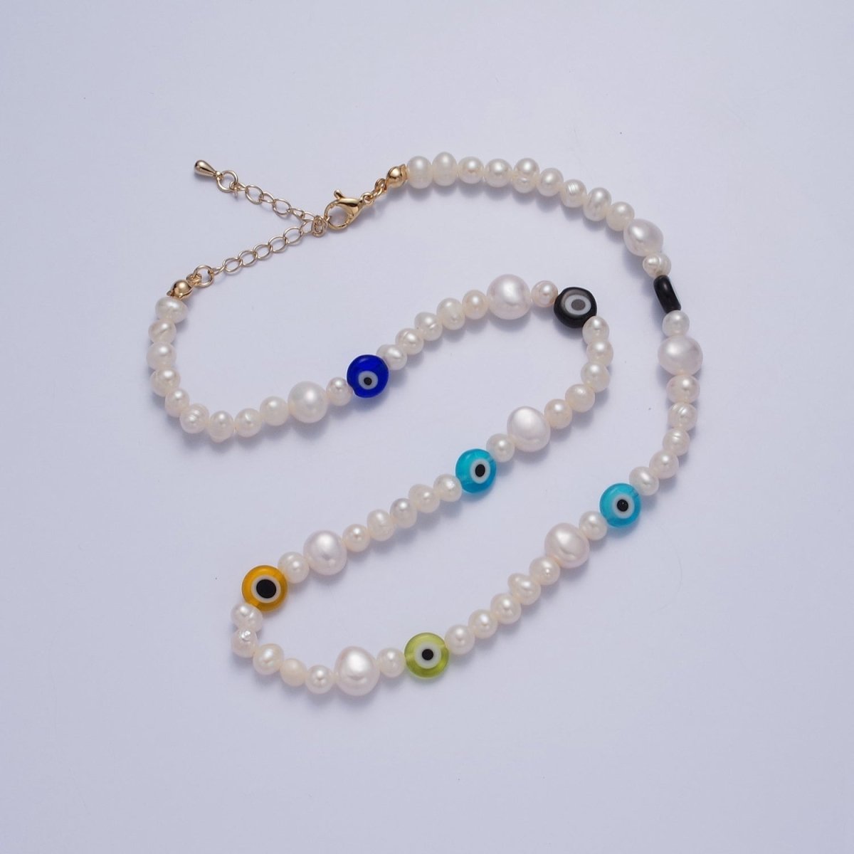 Rainbow Evil Eye Beaded Choker Necklace for Women Freshwater Pearl Choker Necklace Boho Handmade 18K Gold Filled Y2K Jewelry | WA-1023 Clearance Pricing