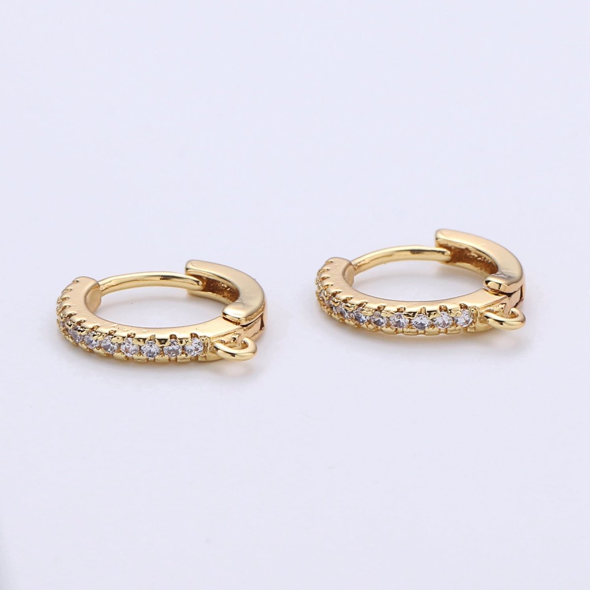Rainbow Gold Filled Tiny hoop earrings, Multi Color Cubic small hoops, Tiny hoops, Dainty hoops, Minimalist Huggie earrings with open link K-321