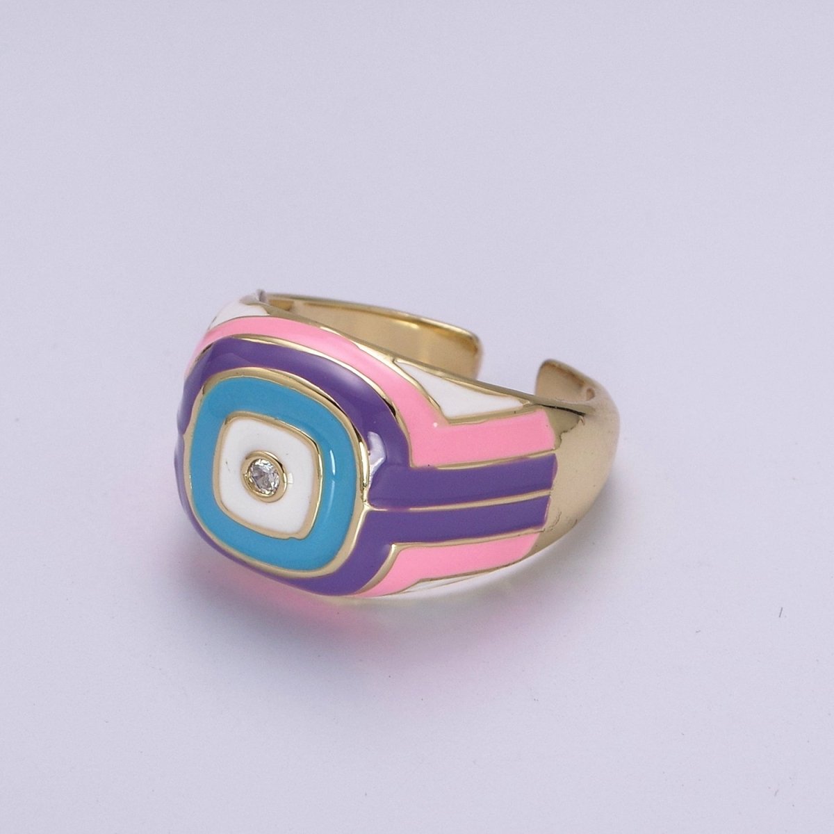 Rainbow Pastel Geometric Dome Rings-Pink Purple White Y2K Ring-Colorful Chunky Dome Ring Statement Accent Ring U-207 ~ U-209