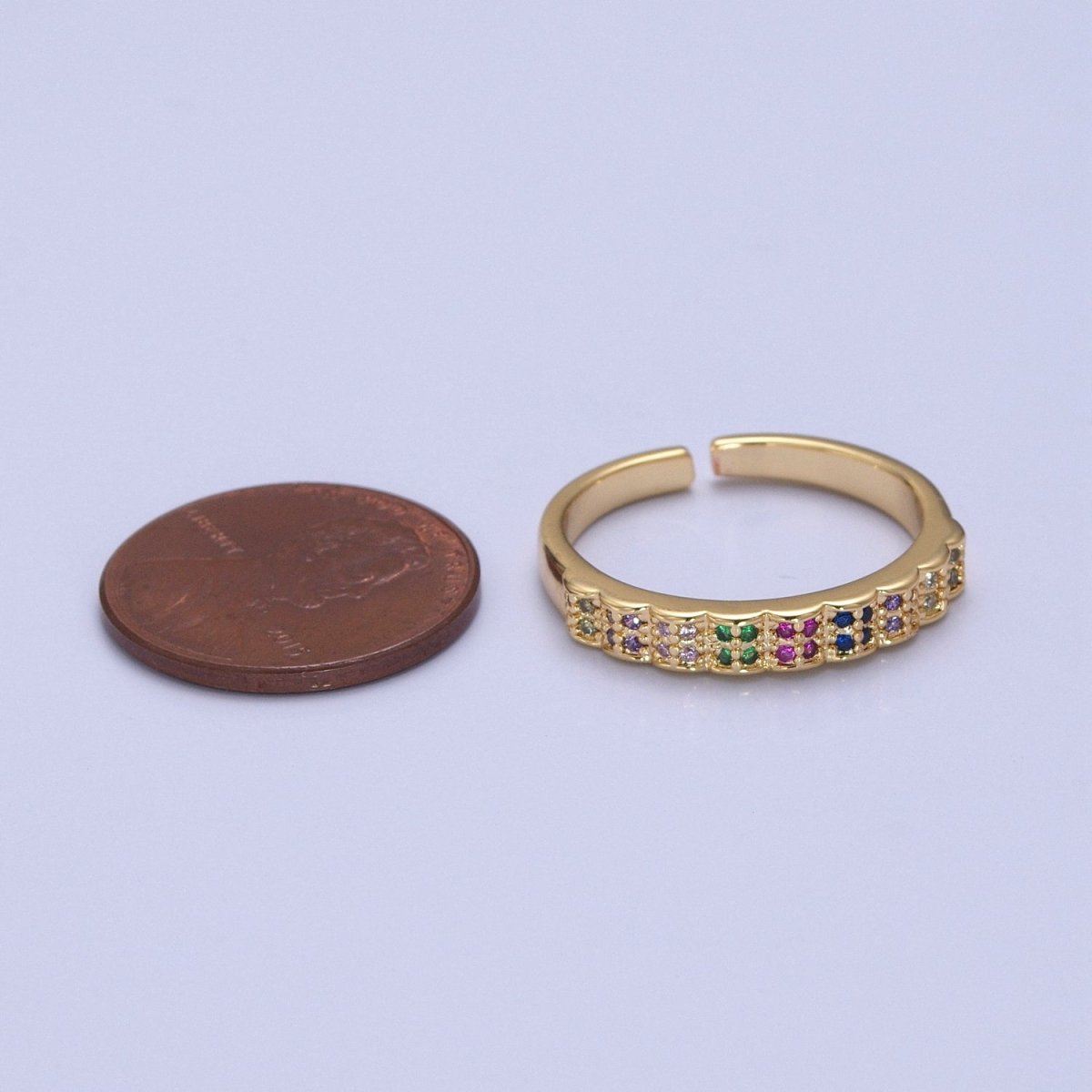 Rainbow Ring Gold Band Multicolor Band Ring Stackable Rainbow CZ Ring Rainbow Jewelry Stackable O-2128