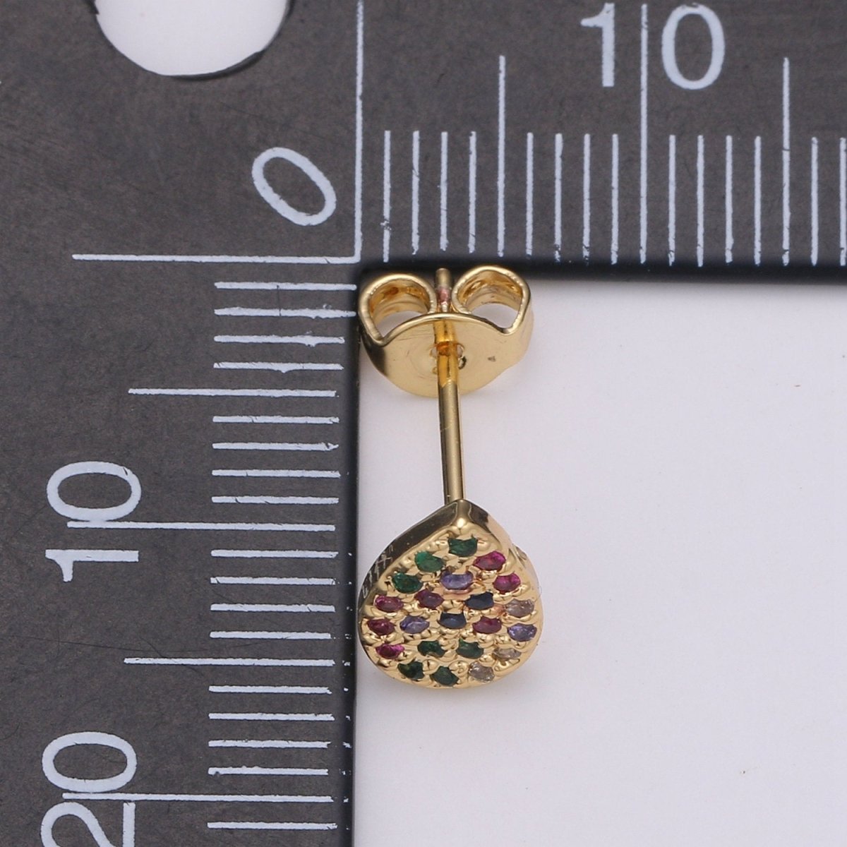 Rainbow Tiny CZ Tear Drop Stud Earrings Dainty Multi Color TearDrop Stud Earring Gold Minimalist Jewelry Gift For her christmas gift Q-250