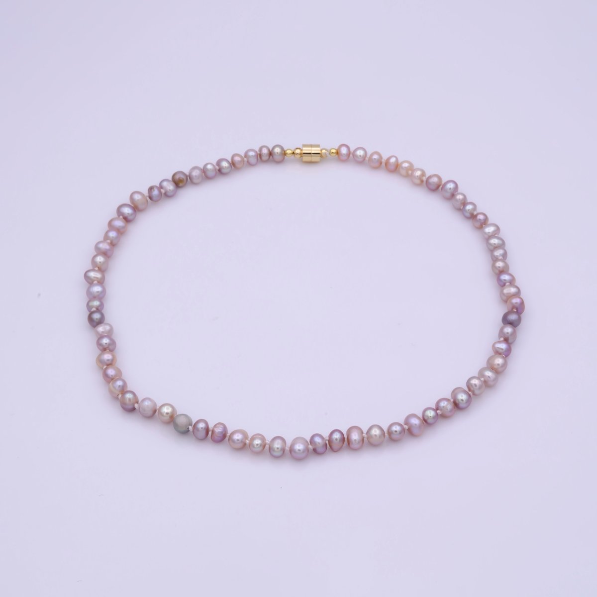 OS Real Pink Pearl Chocker Necklace Oval Freshwater Pearl Jewelry, Large Bead Light Pink Elegant Everyday Statement Piece 17 Inches WA-408