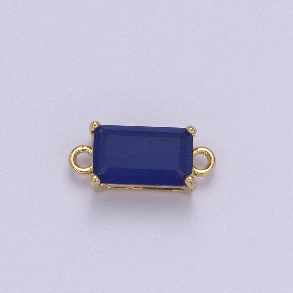 Rectangle Solitaire CZ Birthstone Charm Connector Geometric Diamond Cut Dainty Cubic Zirconia Connector for Necklace Earring Supply F-709~F-720