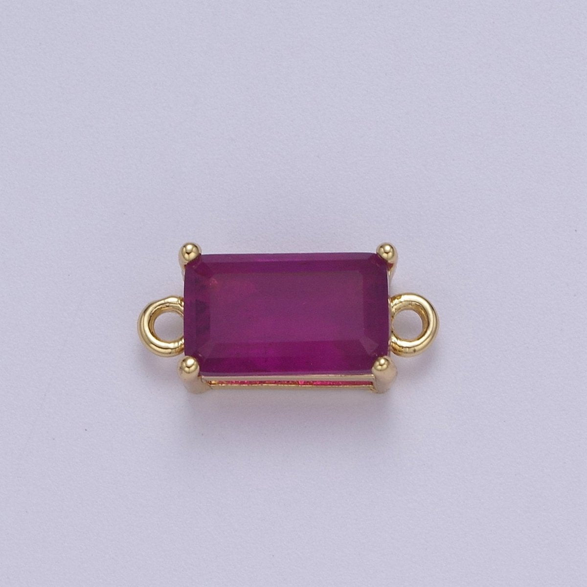 Rectangle Solitaire CZ Birthstone Charm Connector Geometric Diamond Cut Dainty Cubic Zirconia Connector for Necklace Earring Supply F-709~F-720