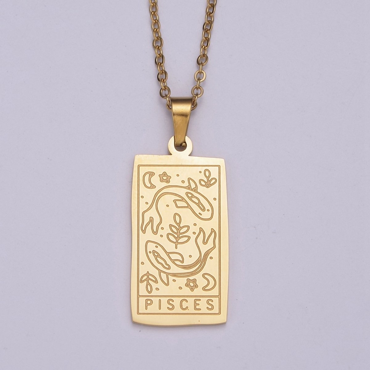 Rectangle Tag Gold Constellation Zodiac Charms Necklace Astrology Zodiac Necklace Charms, 12 Zodiac Charms Ready to Wear Necklace for Personalized Jewelry Wholesale | WA-551 to WA-562 Clearance Pricing