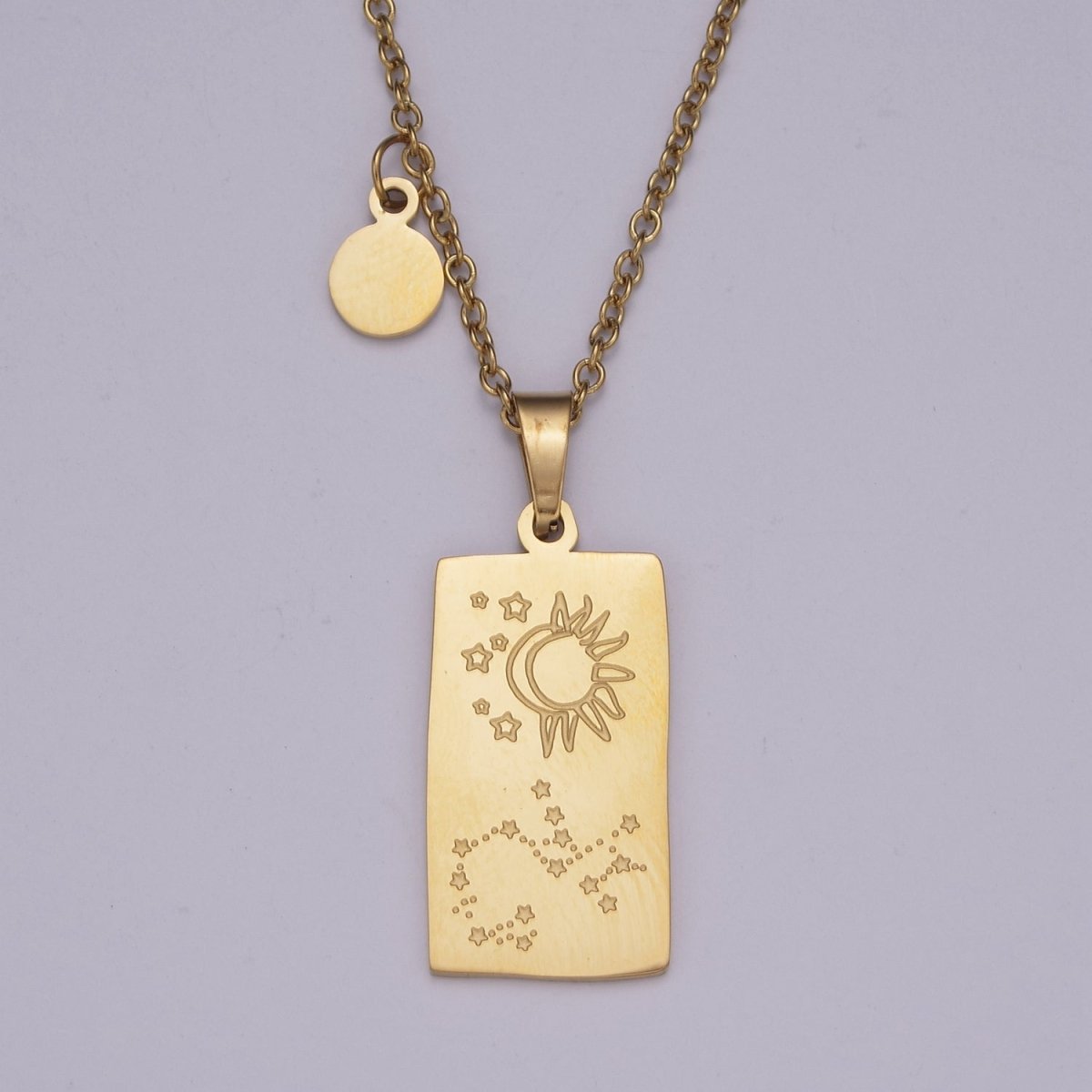 Rectangle Tag Gold Constellation Zodiac Charms Necklace Astrology Zodiac Necklace Charms, 12 Zodiac Charms Ready to Wear Necklace for Personalized Jewelry Wholesale | WA-551 to WA-562 Clearance Pricing