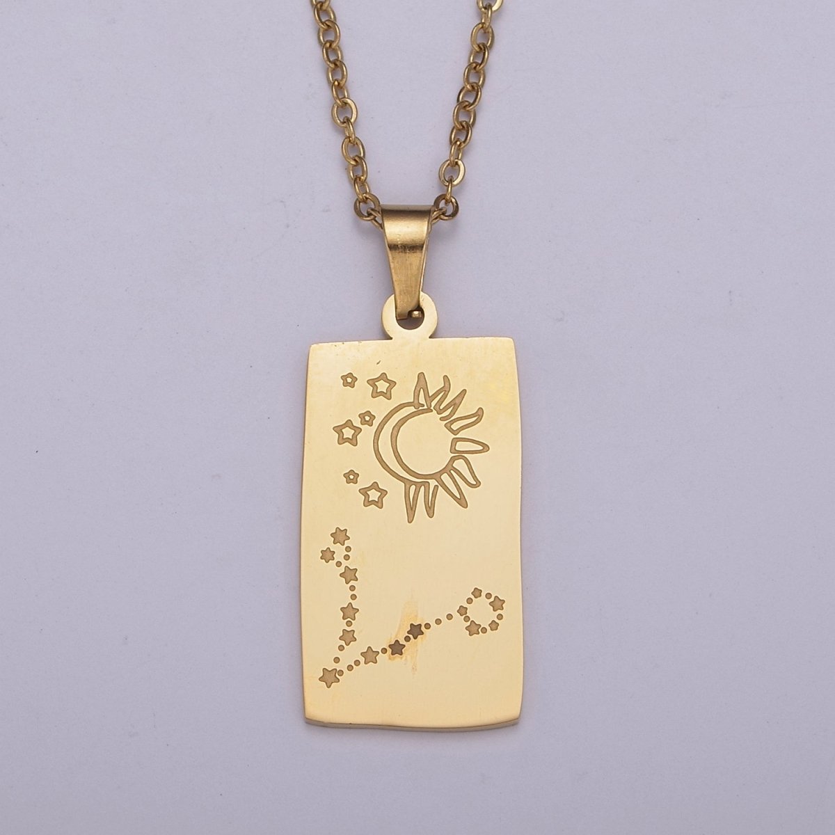 Rectangle Tag Gold Constellation Zodiac Charms Necklace Astrology Zodiac Necklace Charms, 12 Zodiac Charms Ready to Wear Necklace for Personalized Jewelry Wholesale | WA-551 to WA-562 Clearance Pricing