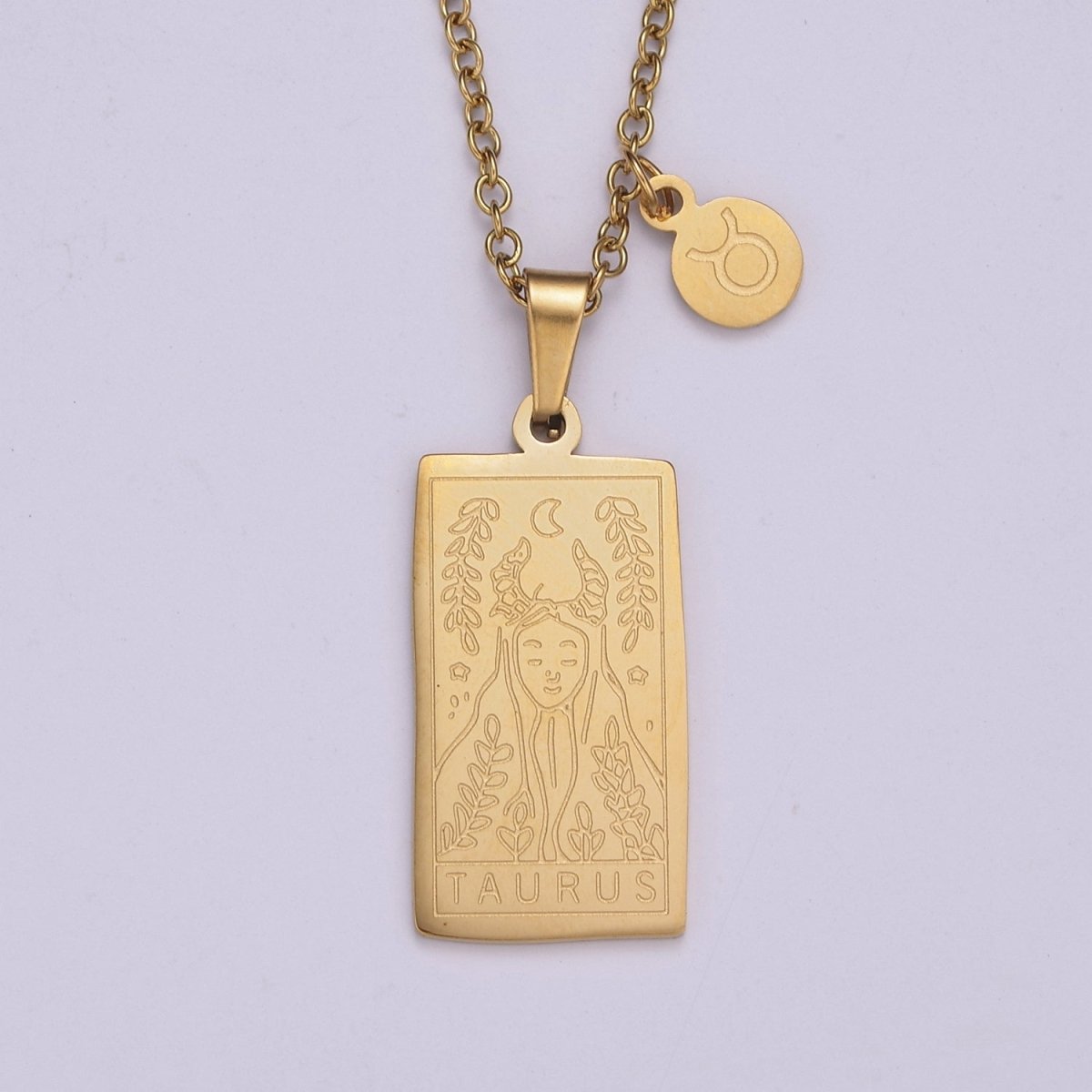 Rectangle Tag Gold Constellation Zodiac Charms Necklace Astrology Zodiac Necklace Charms, 12 Zodiac Charms Ready to Wear Necklace for Personalized Jewelry Wholesale | WA-551 to WA-562 Clearance Pricing