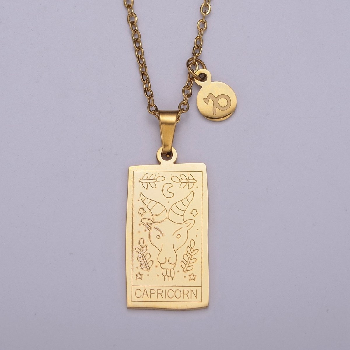 Rectangle Tag Gold Constellation Zodiac Charms Necklace Astrology Zodiac Necklace Charms, 12 Zodiac Charms Ready to Wear Necklace for Personalized Jewelry Wholesale | WA-551 to WA-562 Clearance Pricing