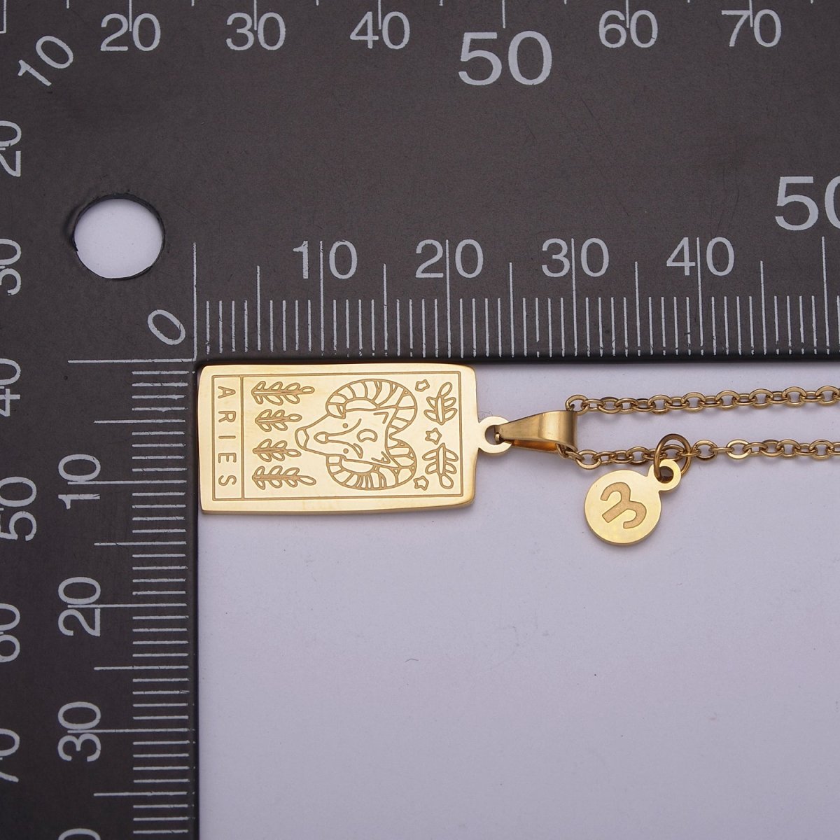 Rectangle Tag Gold Constellation Zodiac Charms Necklace Astrology Zodiac Necklace Charms, 12 Zodiac Charms Ready to Wear Necklace for Personalized Jewelry Wholesale | WA-551 to WA-562 Clearance Pricing