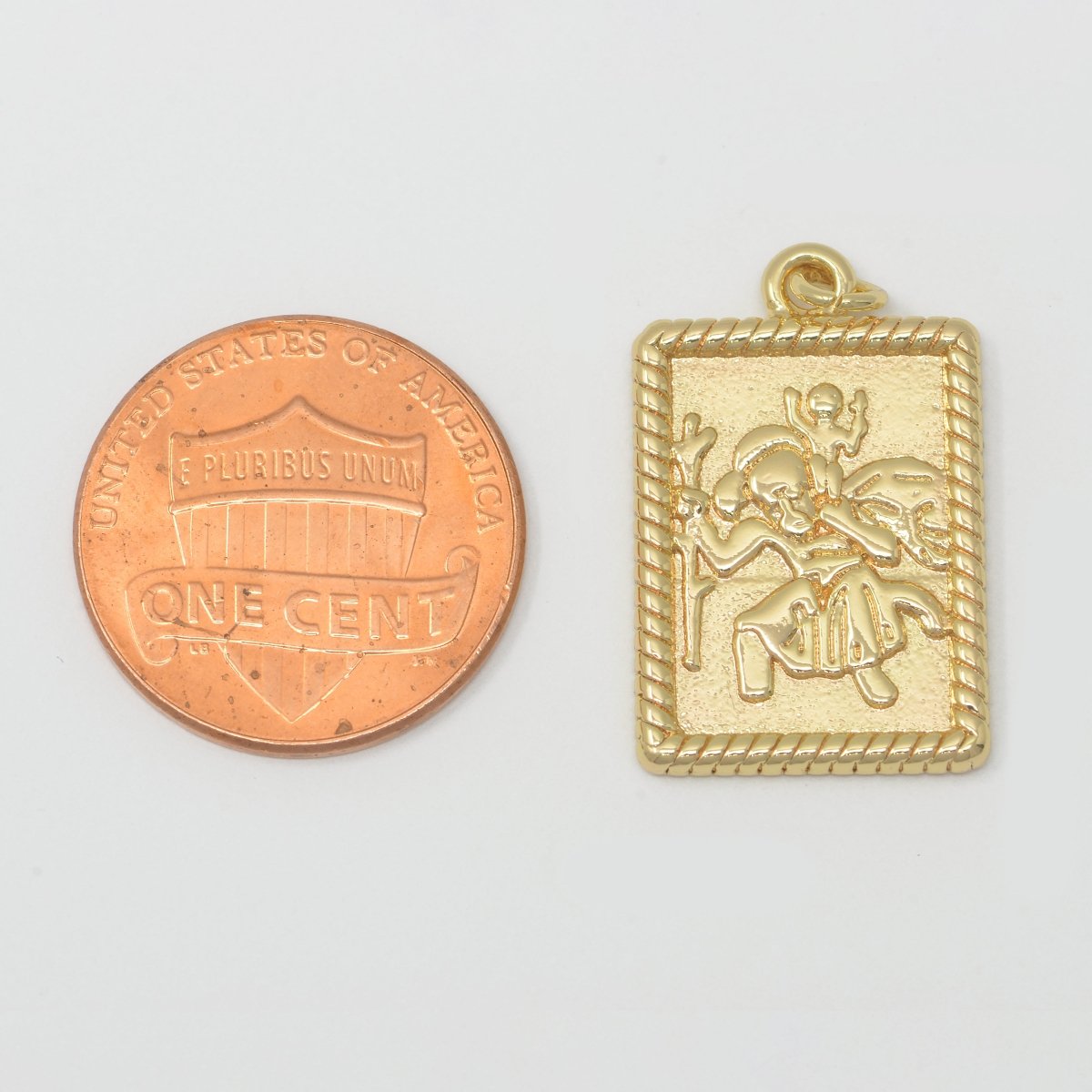 Rectangular Frame Saint Gold Filled Charms M-387