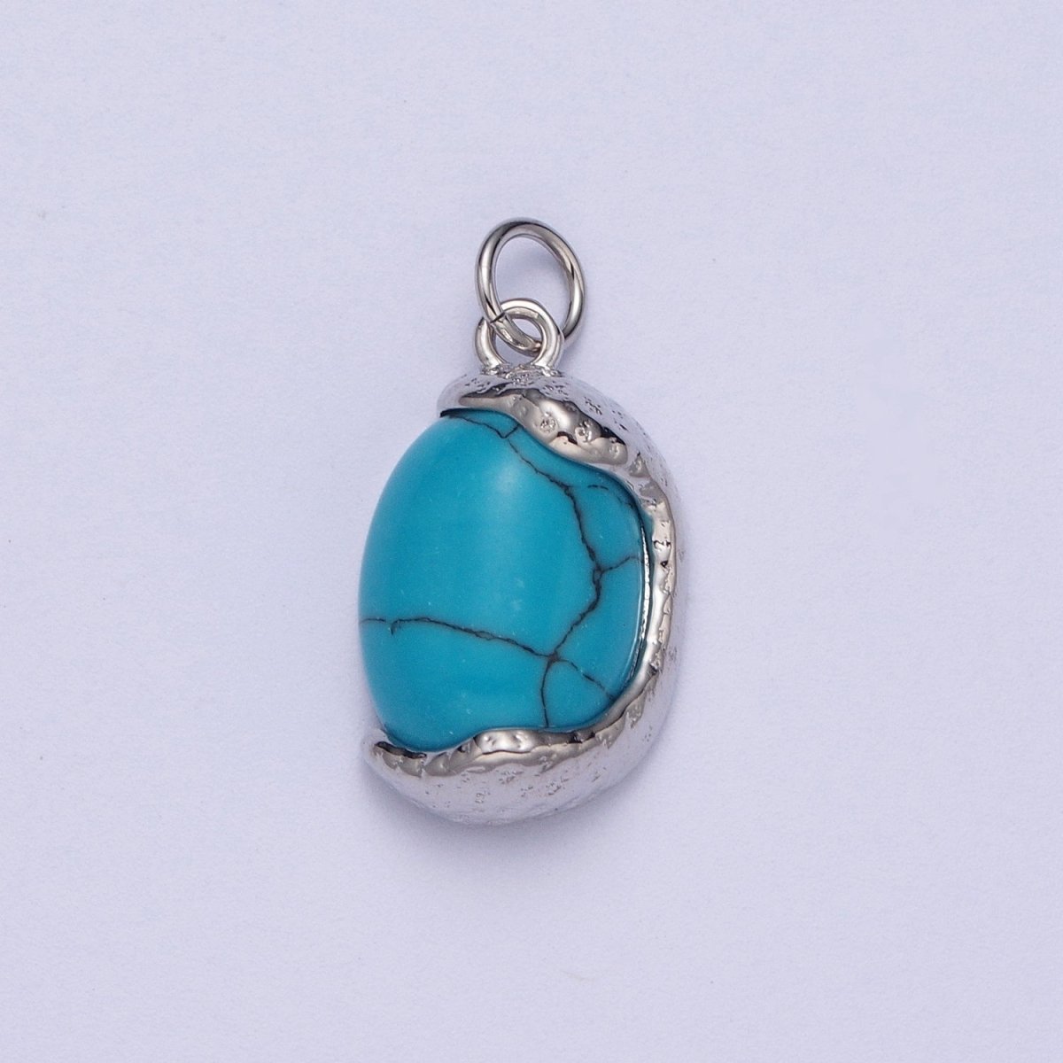 Molten Red Agate, Amethyst, Turquoise Cabochon Egg Gemstone Charm in Gold & Silver | C157 C167 C179