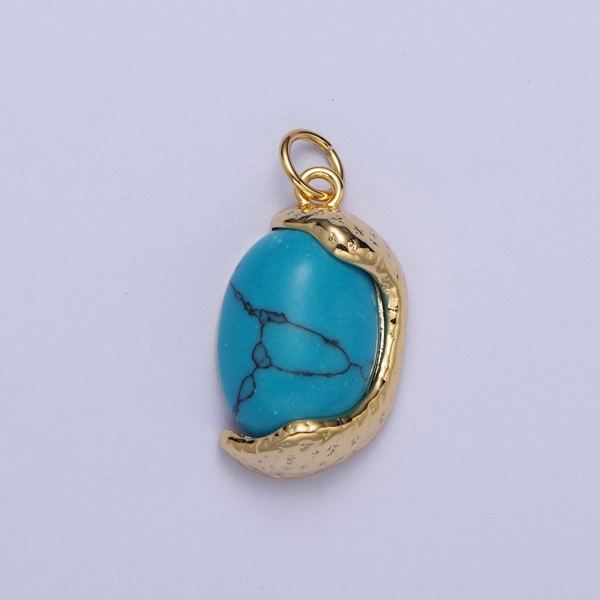 Molten Red Agate, Amethyst, Turquoise Cabochon Egg Gemstone Charm in Gold & Silver | C157 C167 C179