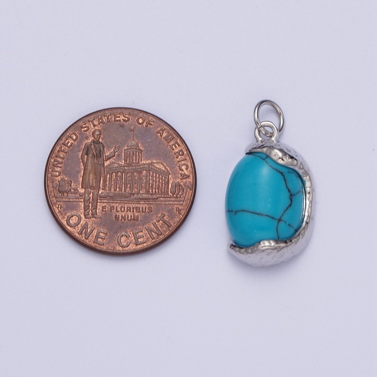 Molten Red Agate, Amethyst, Turquoise Cabochon Egg Gemstone Charm in Gold & Silver | C157 C167 C179
