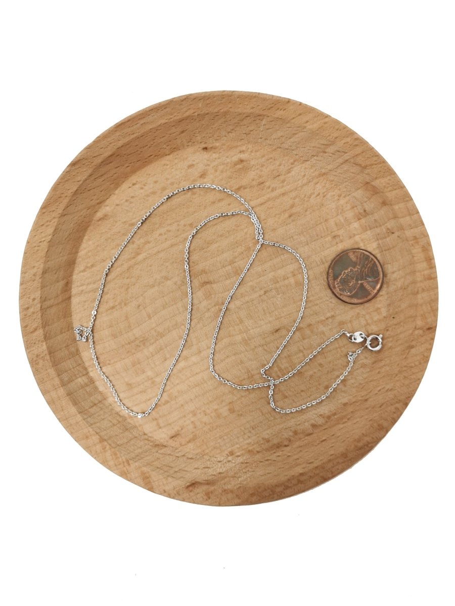 Rhodium Plated 0.5mm Dainty Cable 20 Inch Layering Necklace | CN-640  Clearance Pricing