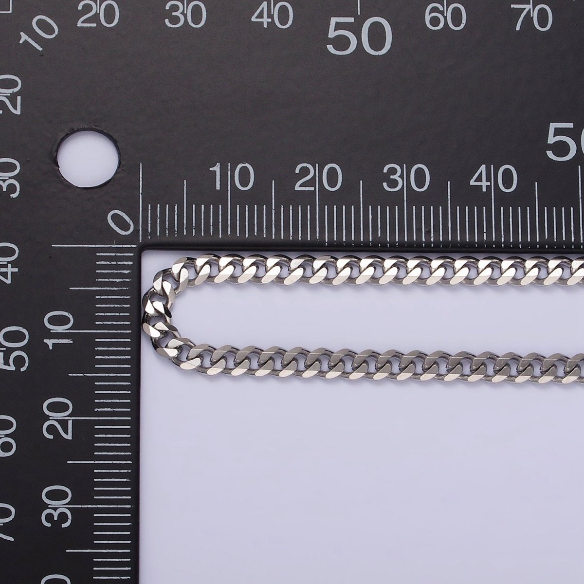 Rhodium Plated 3.5mm Concave Flat Curb 18 Inch Layering Chain Necklace | WA-2316 Clearance Pricing