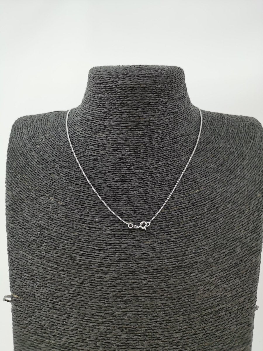 Rhodium Plated Dainty 1mm Curb 18 Inch Layering Chain Necklace | CN-597  Clearance Pricing