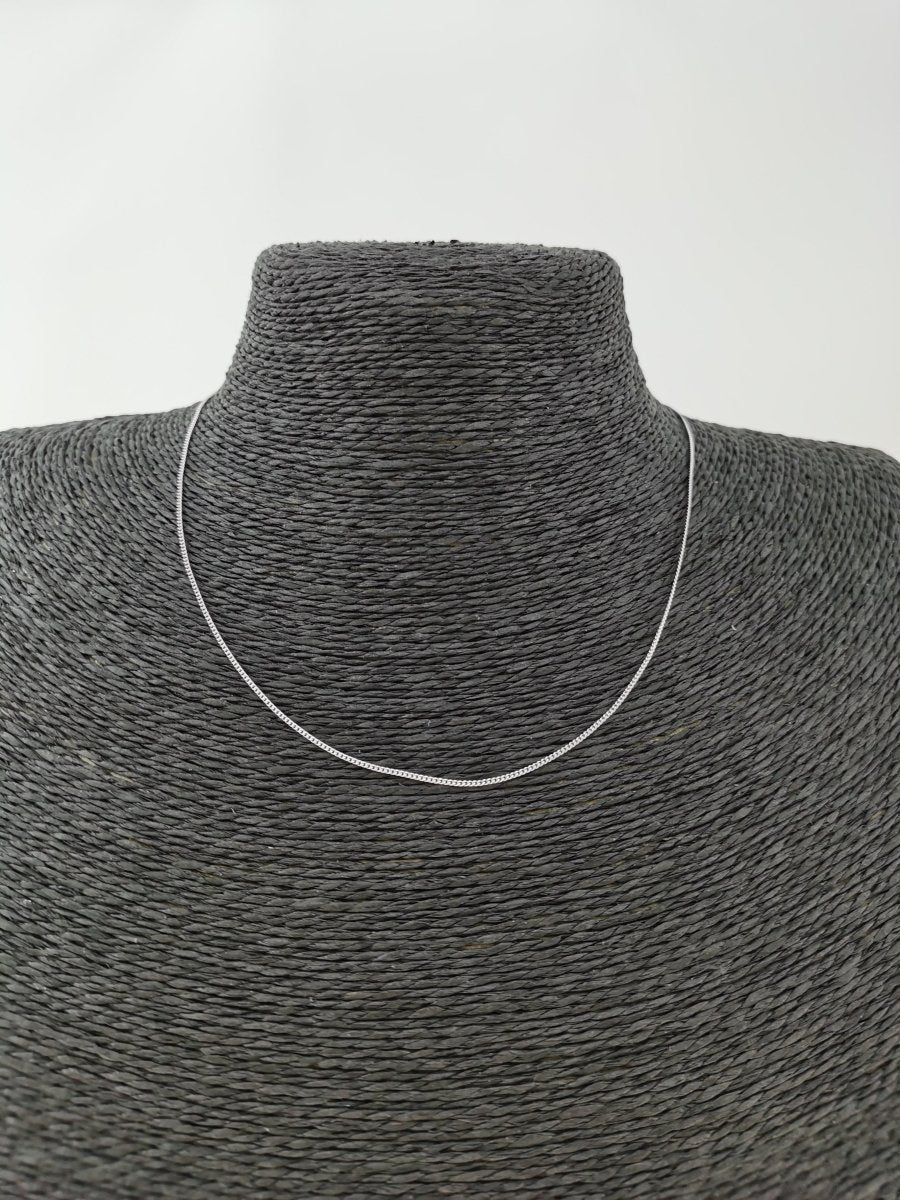 Rhodium Plated Dainty 1mm Curb 18 Inch Layering Chain Necklace | CN-597  Clearance Pricing
