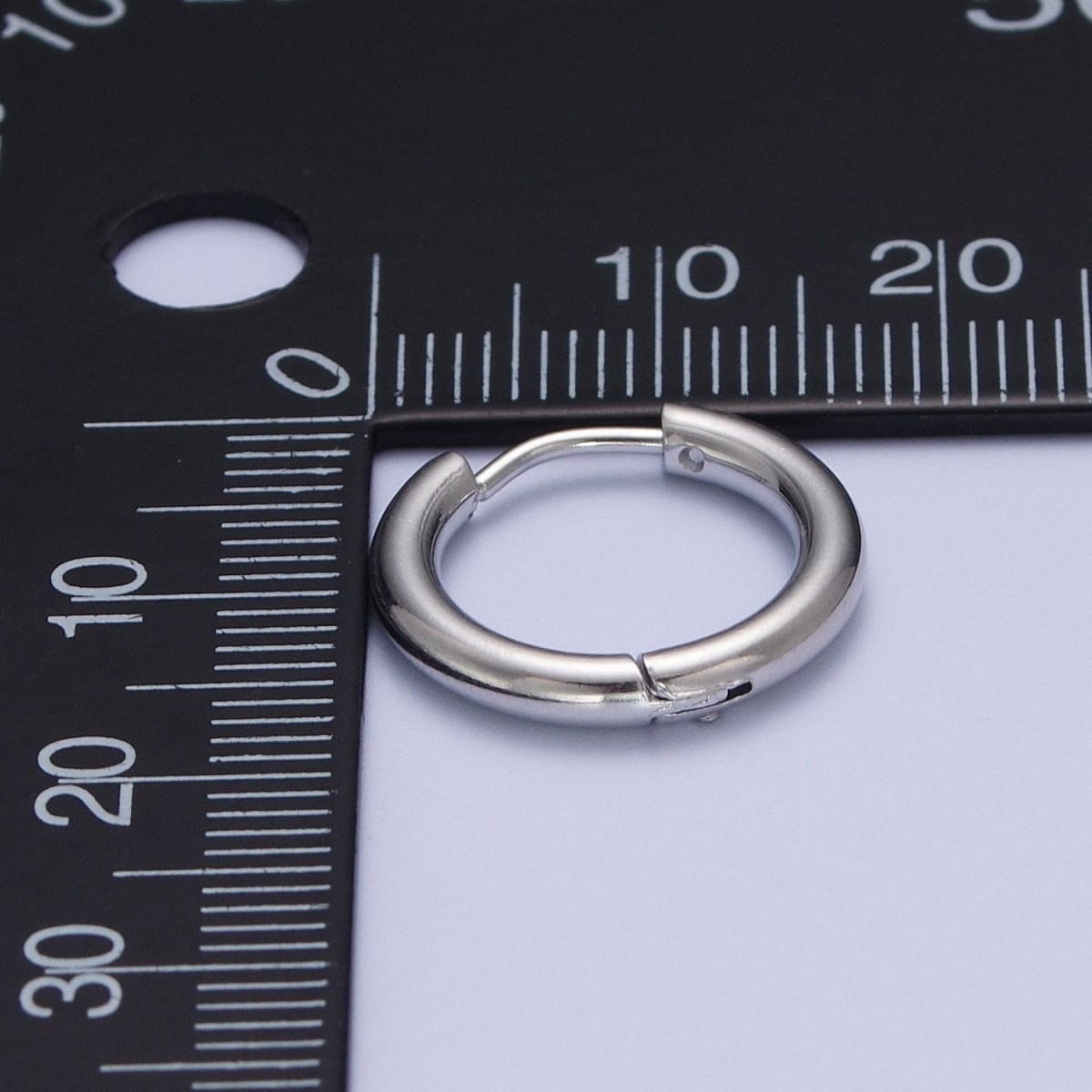 Rhodium Plated Endless Huggie Hoop Minimalist Hypoallergenic Earrings | AE-1035~AE-1039 P-035 P-112 AD-073 P-218