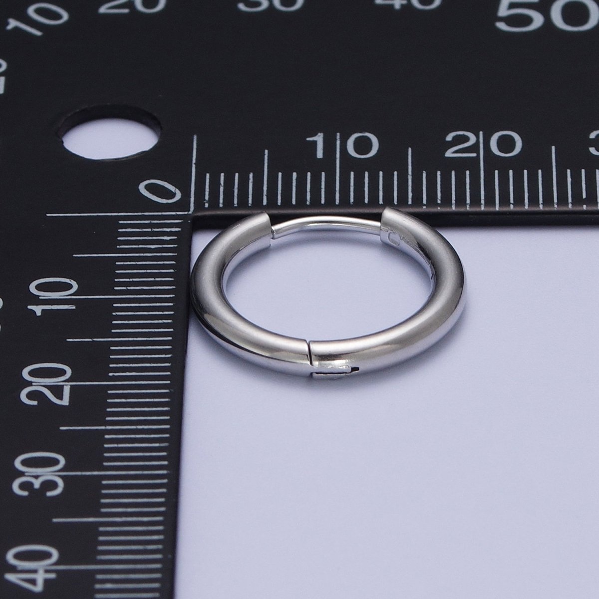 Rhodium Plated Endless Huggie Hoop Minimalist Hypoallergenic Earrings | AE-1035~AE-1039 P-035 P-112 AD-073 P-218