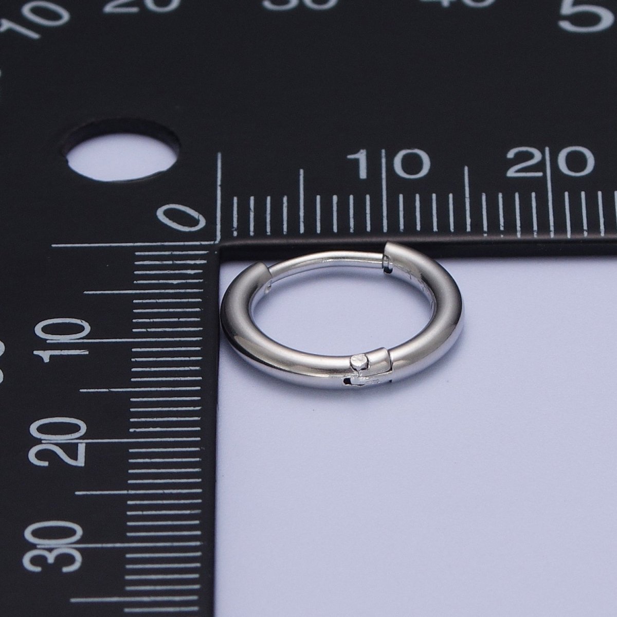 Rhodium Plated Endless Huggie Hoop Minimalist Hypoallergenic Earrings | AE-1035~AE-1039 P-035 P-112 AD-073 P-218