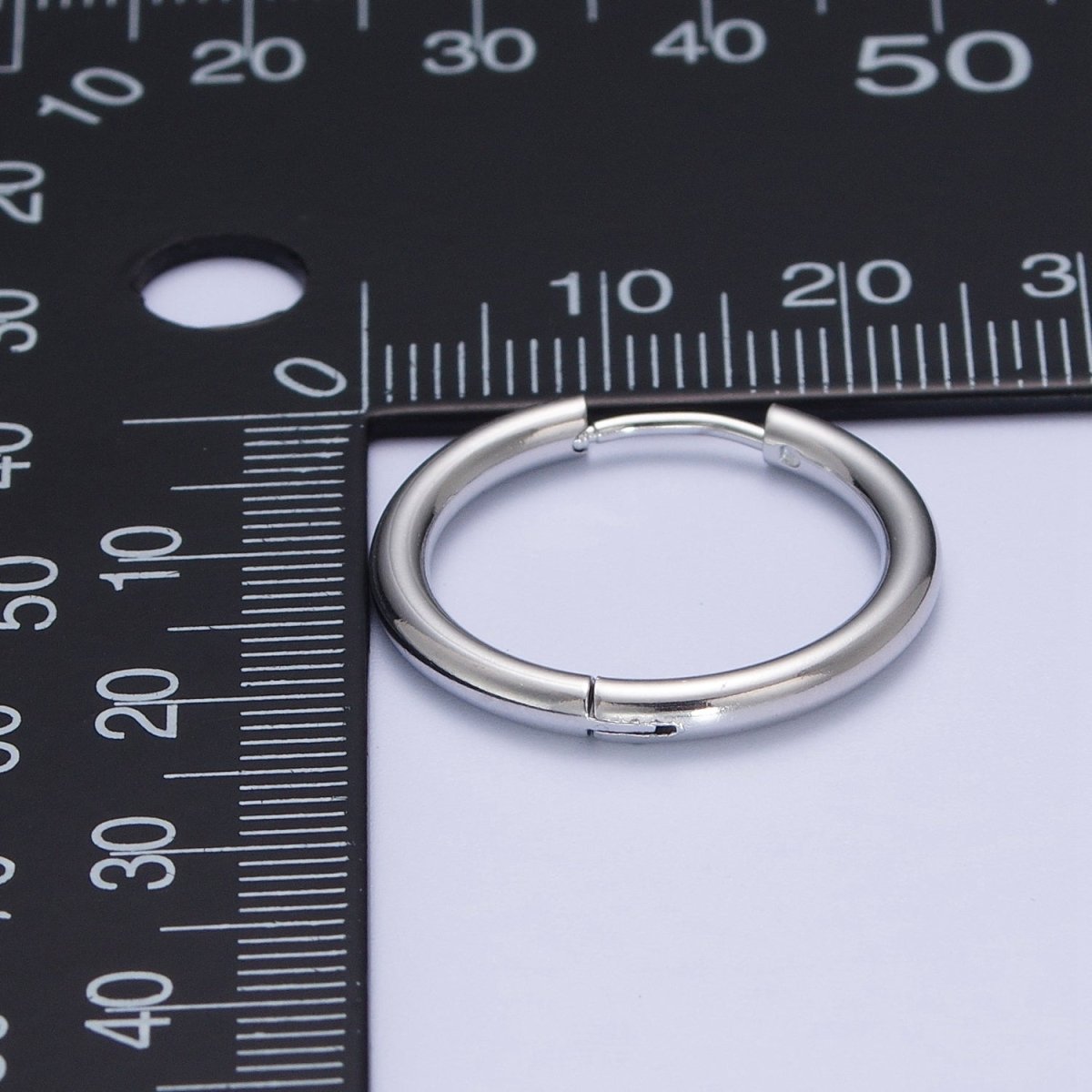 Rhodium Plated Endless Huggie Hoop Minimalist Hypoallergenic Earrings | AE-1035~AE-1039 P-035 P-112 AD-073 P-218