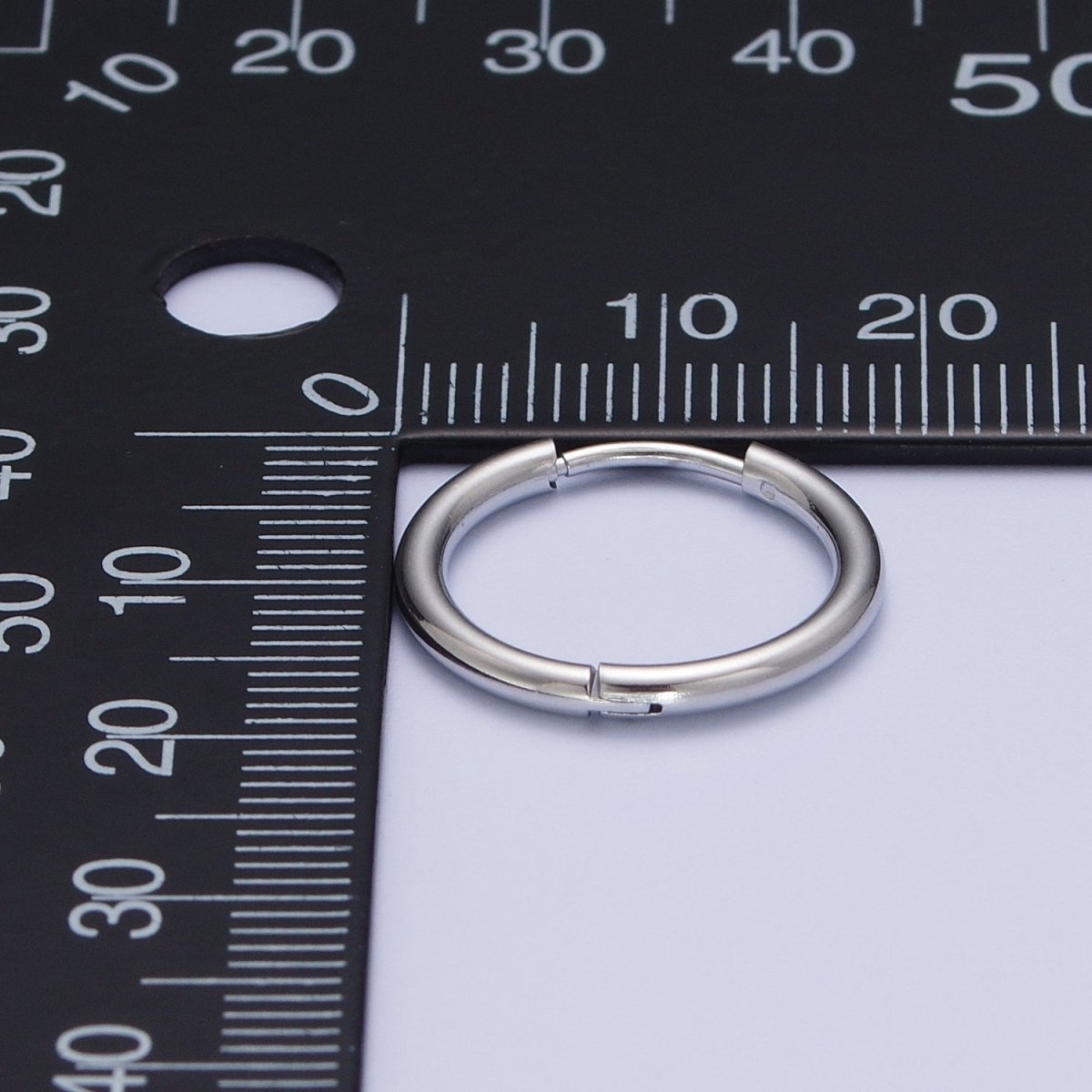 Rhodium Plated Endless Huggie Hoop Minimalist Hypoallergenic Earrings | AE-1035~AE-1039 P-035 P-112 AD-073 P-218
