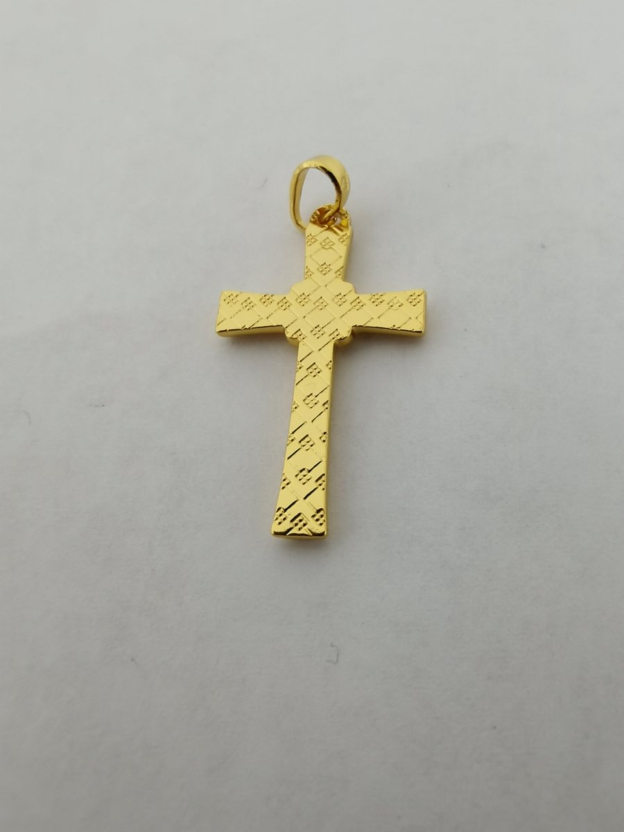 Ribbon Cross Simple Gold Filled Pendants I-721