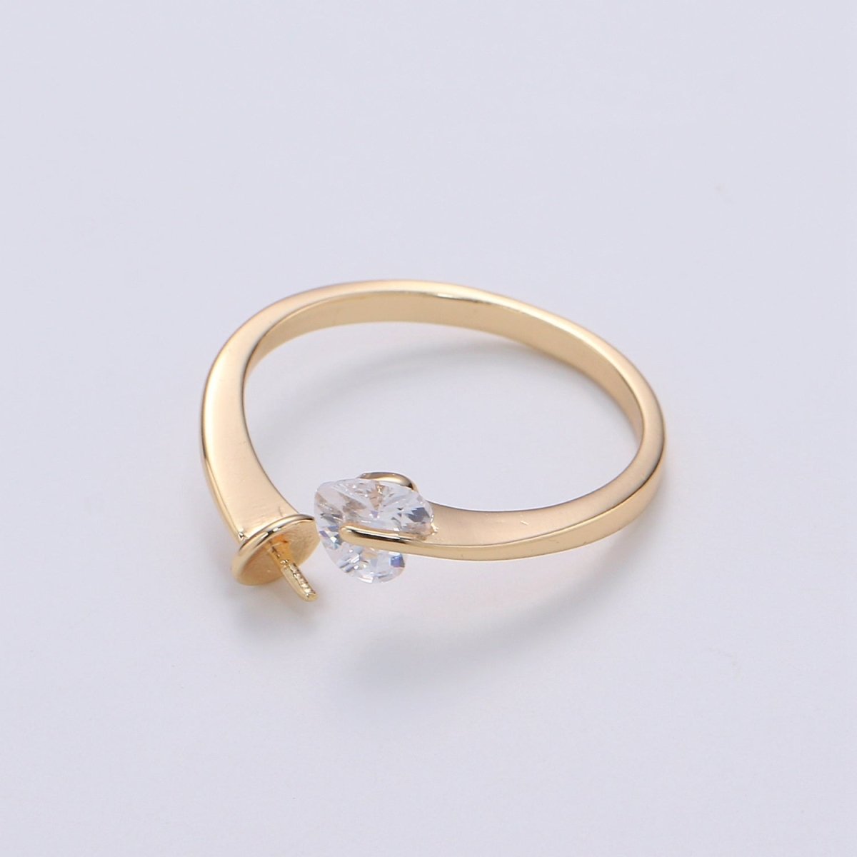 Ring Setting, Gold Ring Accessories, Pearl Ring Empty Holder, Jewelry DIY, Jewelry Making, Ring Base, Minimalist Ring Supply L010