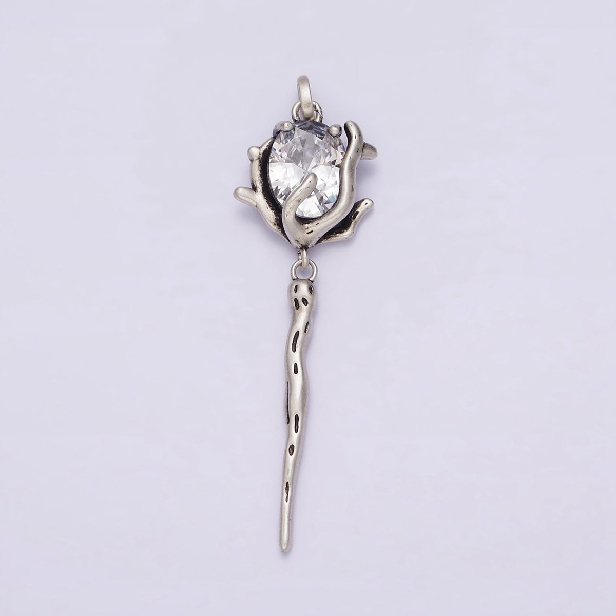 Rose Flower CZ Pendant Sterling Silver S925 Floral Charm | SL-327