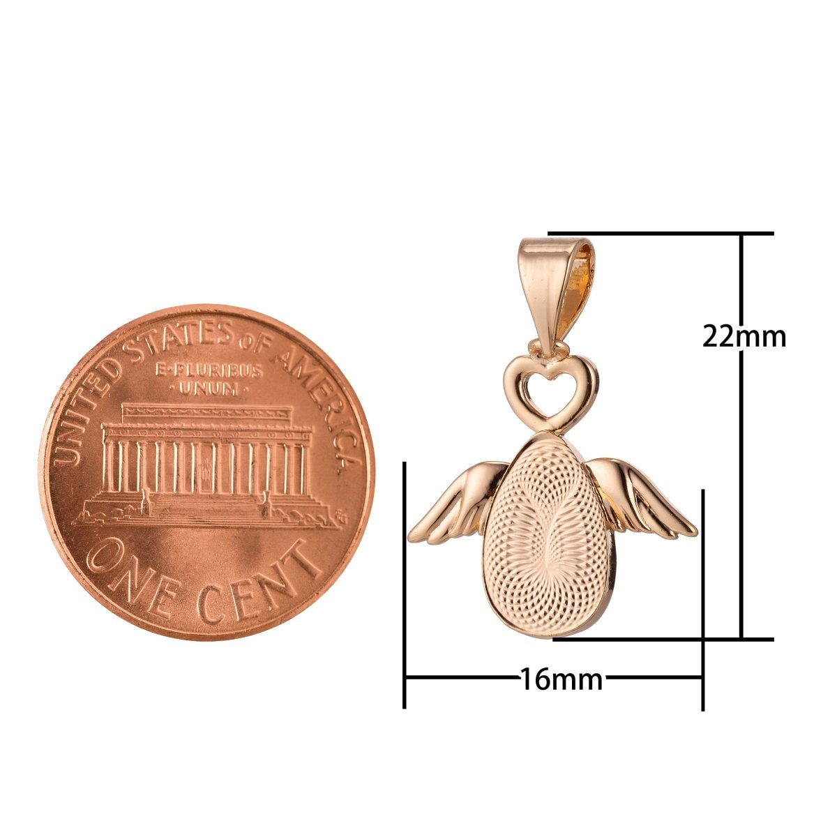 OS Rose Gold egg Charm Angel Wings Charm, 18K Gold Filled Pendant Dainty Egg with Wings Necklace Charm for Jewelry Making H-875