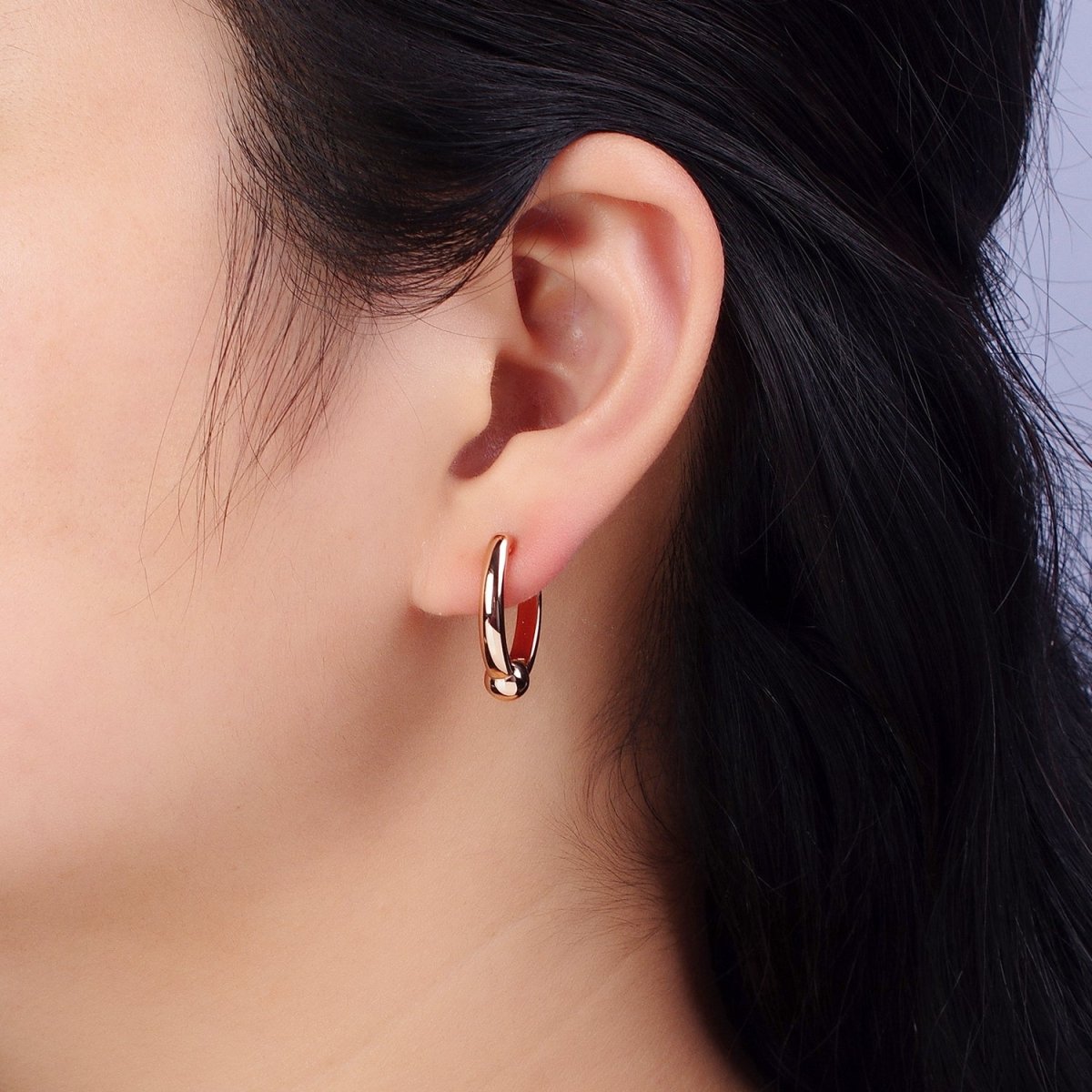 Rose Gold Filled Hoops Earring Minimalist Earring with Small Beads Ball AB1070