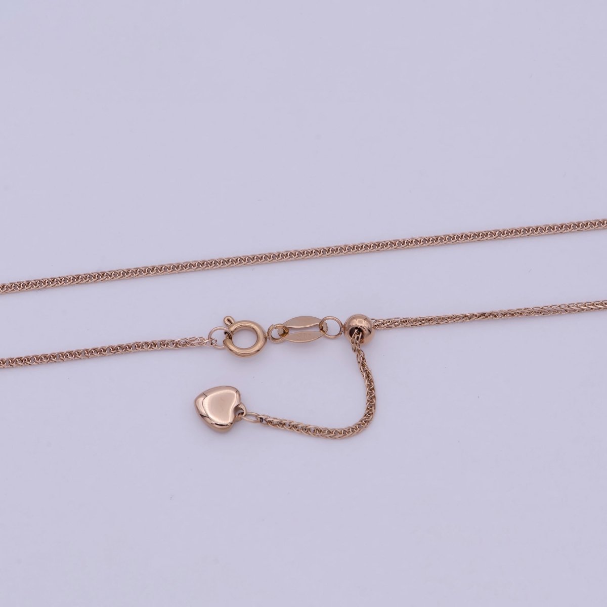 Rose Gold Fox Tail Chain Necklace - 18K Gold Plated Foxtail Chain - Dainty 1.4mm Layering 20 Inch Ready To Wear Chain with Spring Ring | WA-515 Clearance Pricing