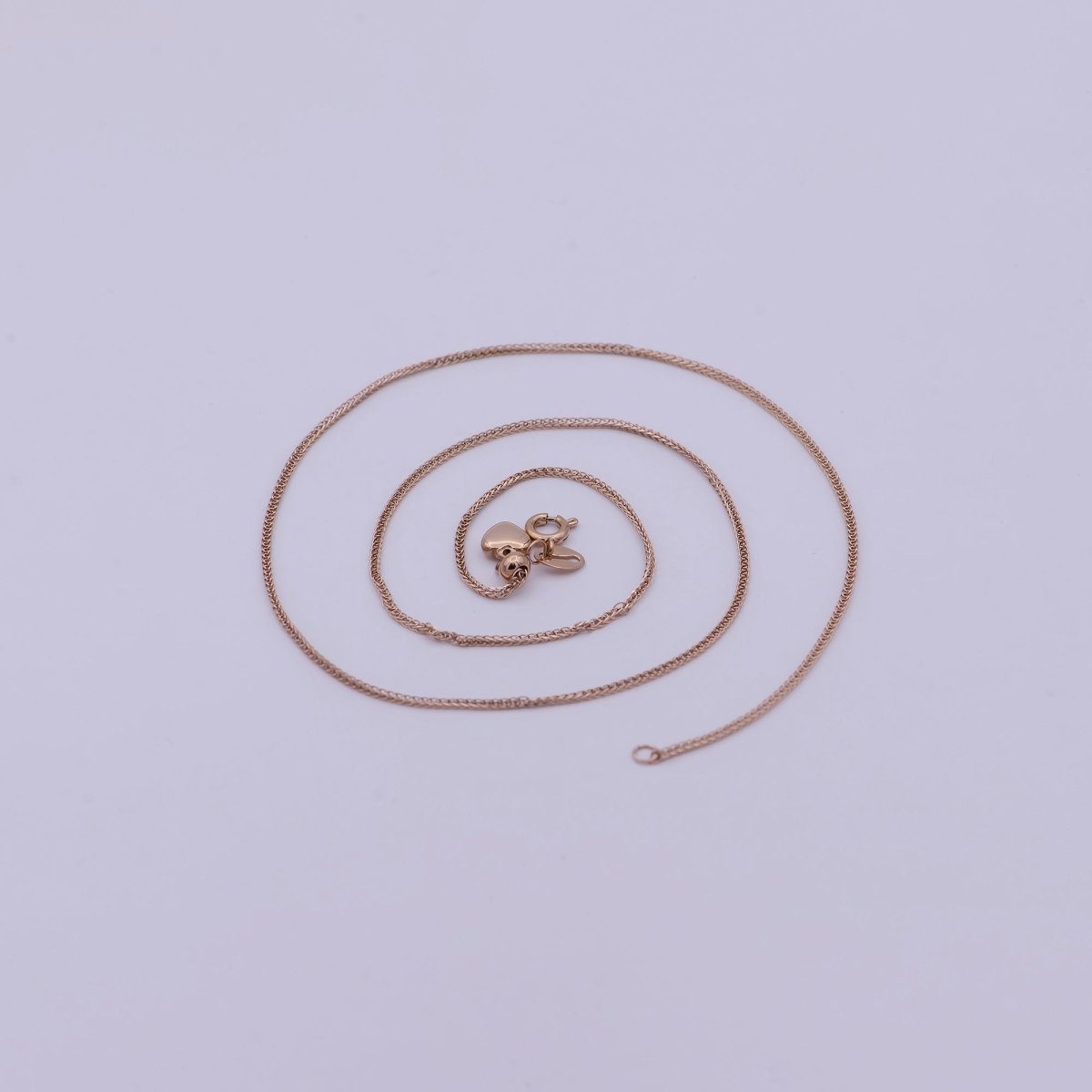 Rose Gold Fox Tail Chain Necklace - 18K Gold Plated Foxtail Chain - Dainty 1.4mm Layering 20 Inch Ready To Wear Chain with Spring Ring | WA-515 Clearance Pricing