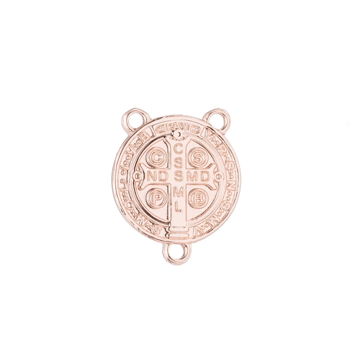 Rose Gold Rosary Centerpiece, Double Sided, Saint, Divine, Cross, Rosary Making Supply, Necklace Pendant, Findings for Jewelry Making F-190