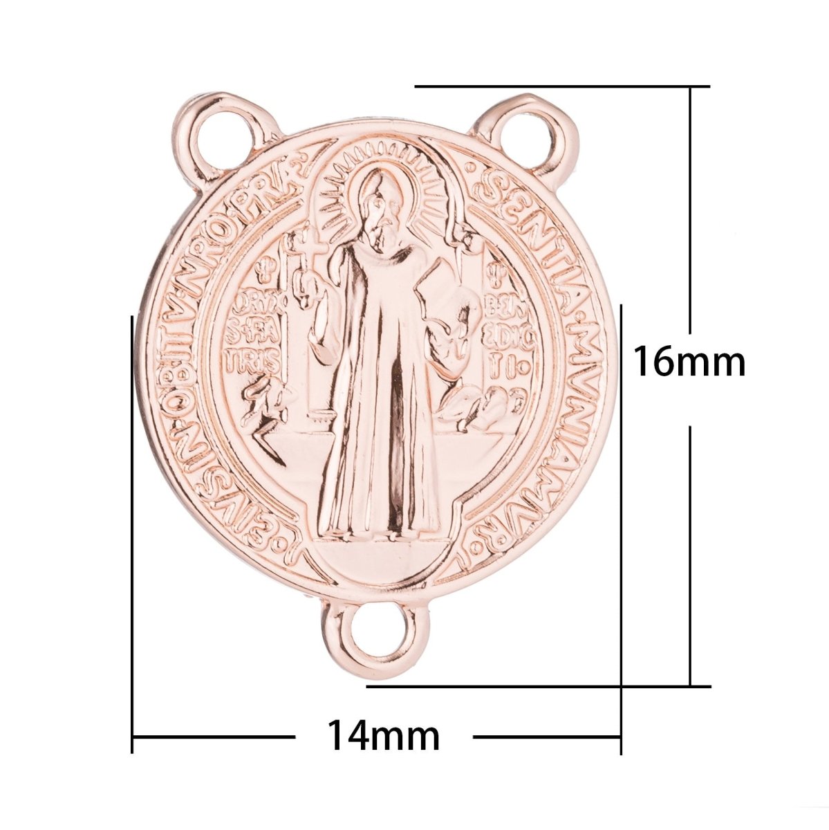 Rose Gold Rosary Centerpiece, Double Sided, Saint, Divine, Cross, Rosary Making Supply, Necklace Pendant, Findings for Jewelry Making F-190
