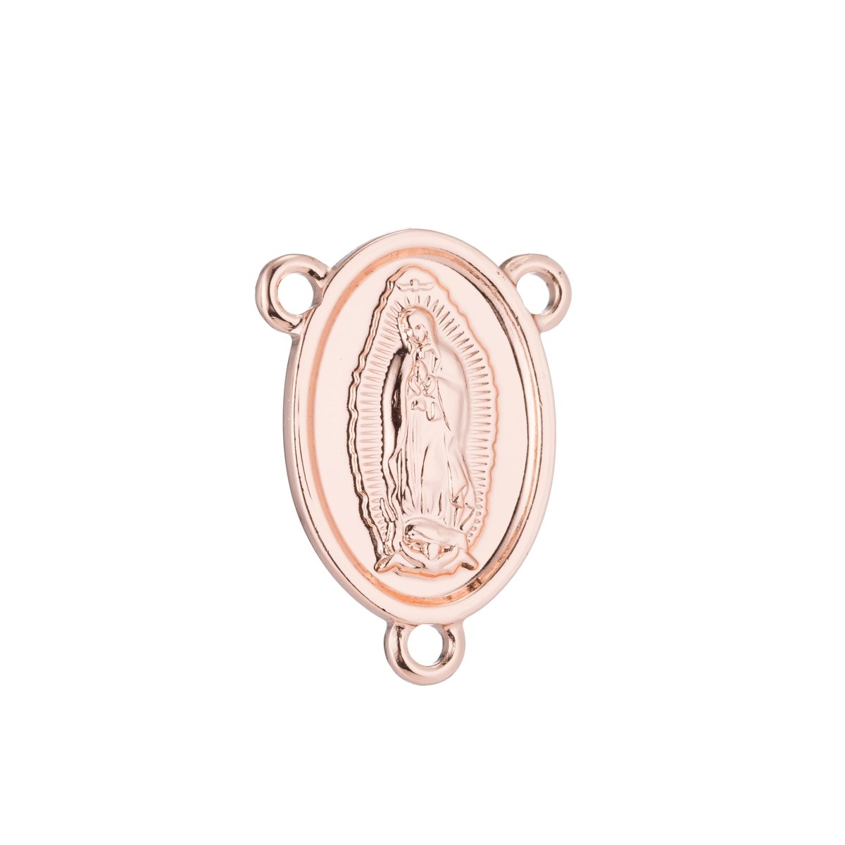 Rose Gold Rosary Centerpiece, Rosary Medal Part, Sacred Heart, Rosary Making Supply, Necklace Pendant, Findings for Jewelry Making F-189