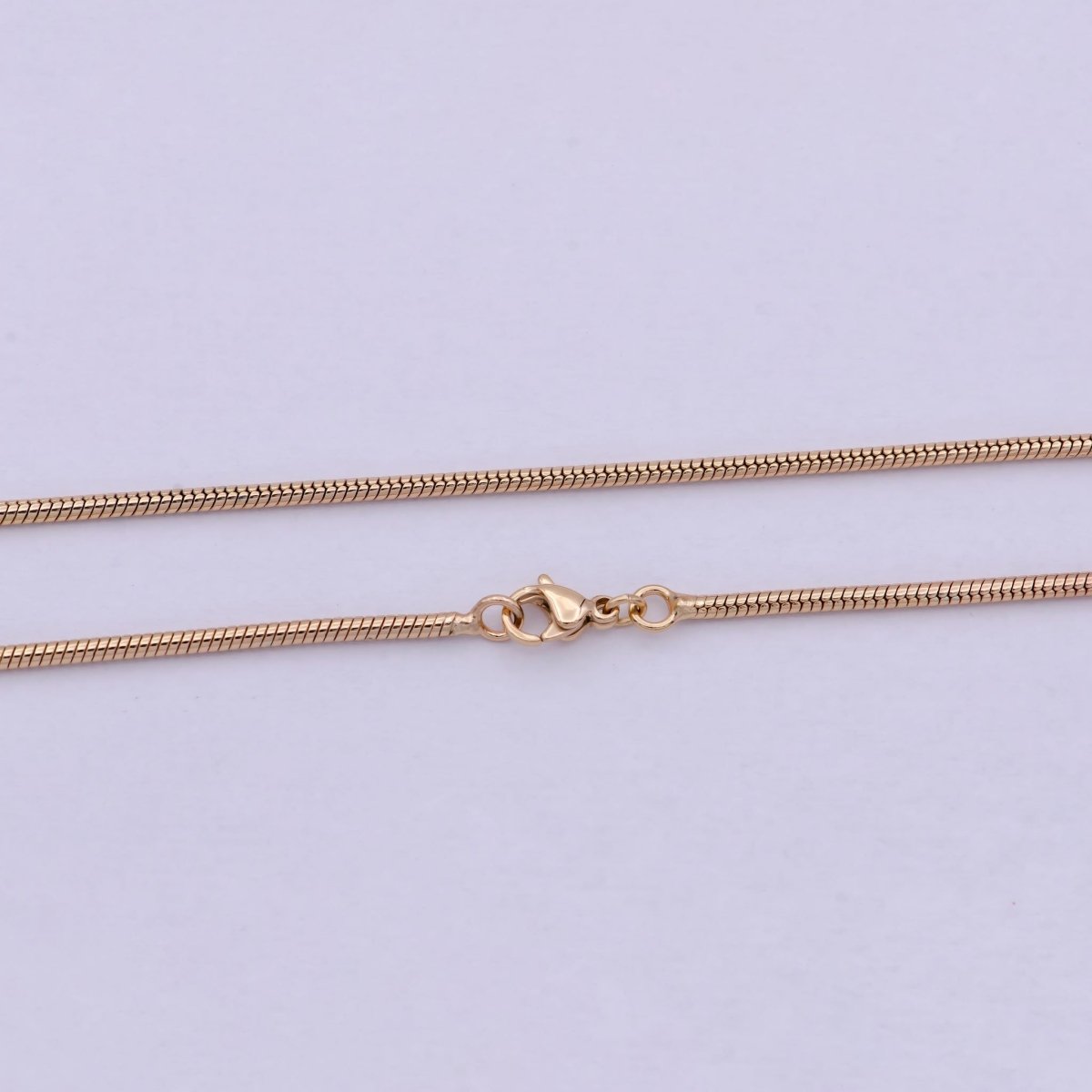 Rose Gold Round Snake Chain Omega Necklace, 18K Gold Filled 1.8mm Width Finished Chain, Layering 19.7 Inch Omega Necklace with Lobster Clasps | WA-618 Clearance Pricing