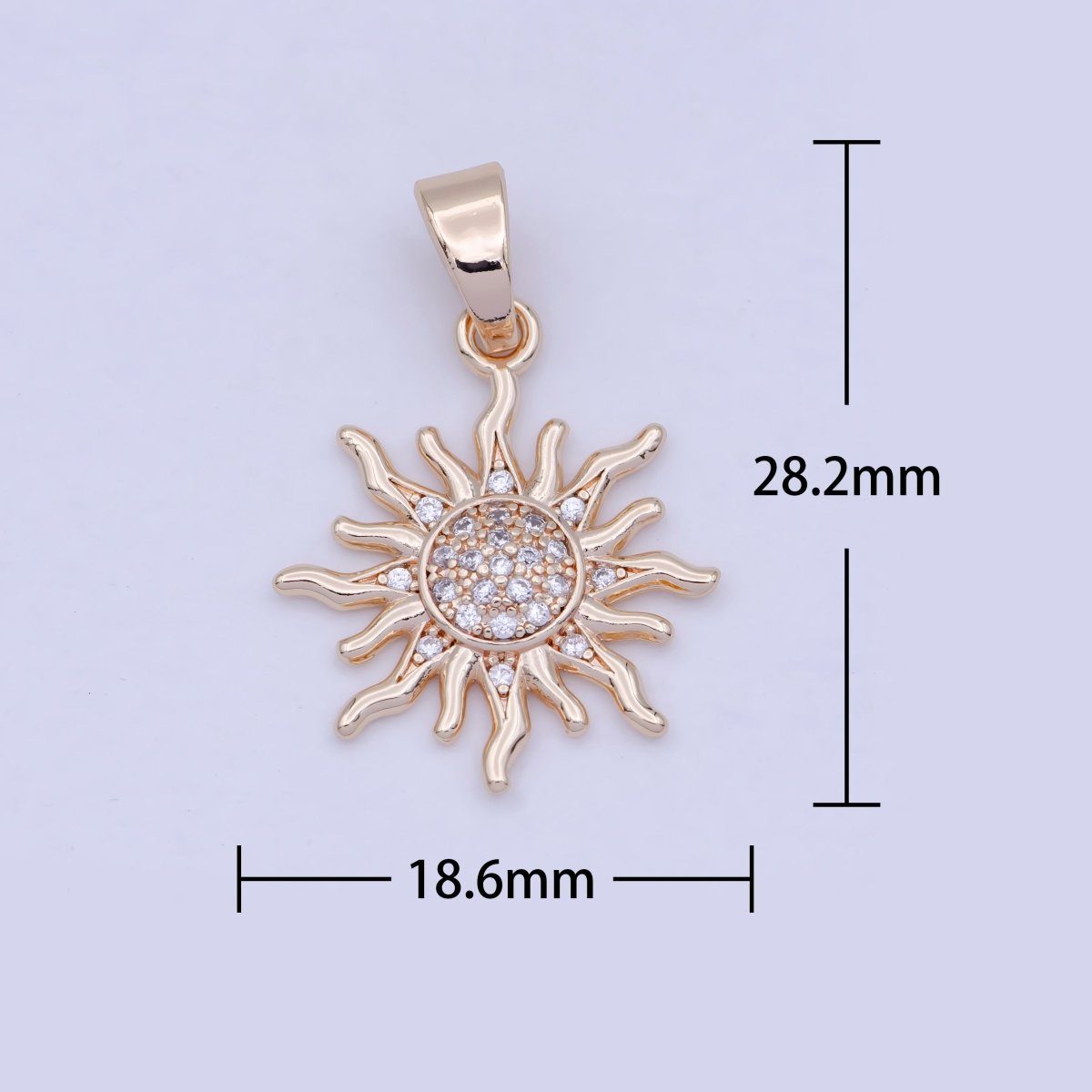 Rose Gold Sun necklace Charm celestial sun cubic zirconia Sunburst pendant cz diamonds X-465
