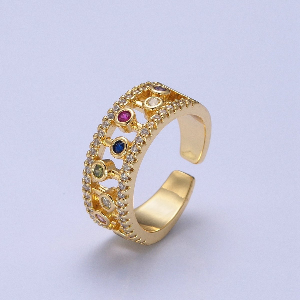 Round Bezel Cut Ring Colorful CZ Ring Stackable Gold Filled Ring O-2127