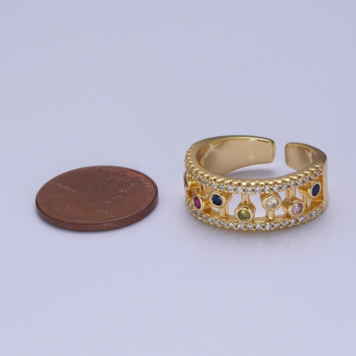 Round Bezel Cut Ring Colorful CZ Ring Stackable Gold Filled Ring O-2127