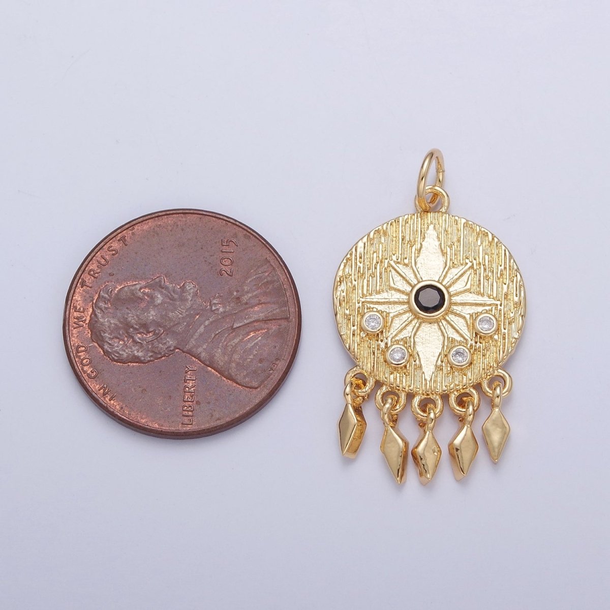 Round Celestial Star Dreamcatcher with Spade Dangle Charm | X-132