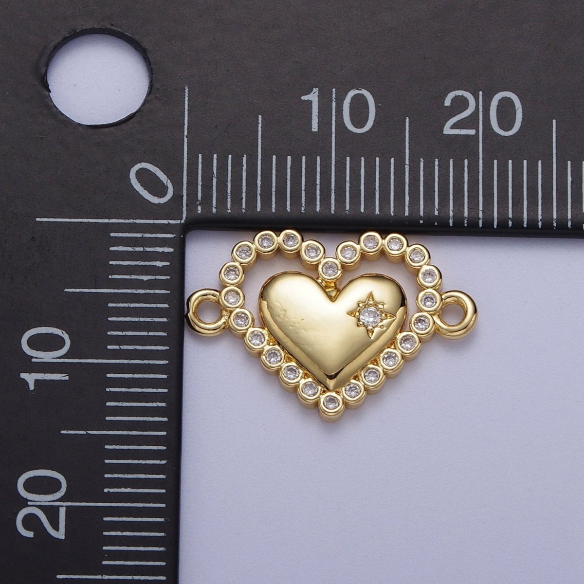 Round Cubic Zirconia Heart Love Connector Link For Jewelry Making Supply F-206