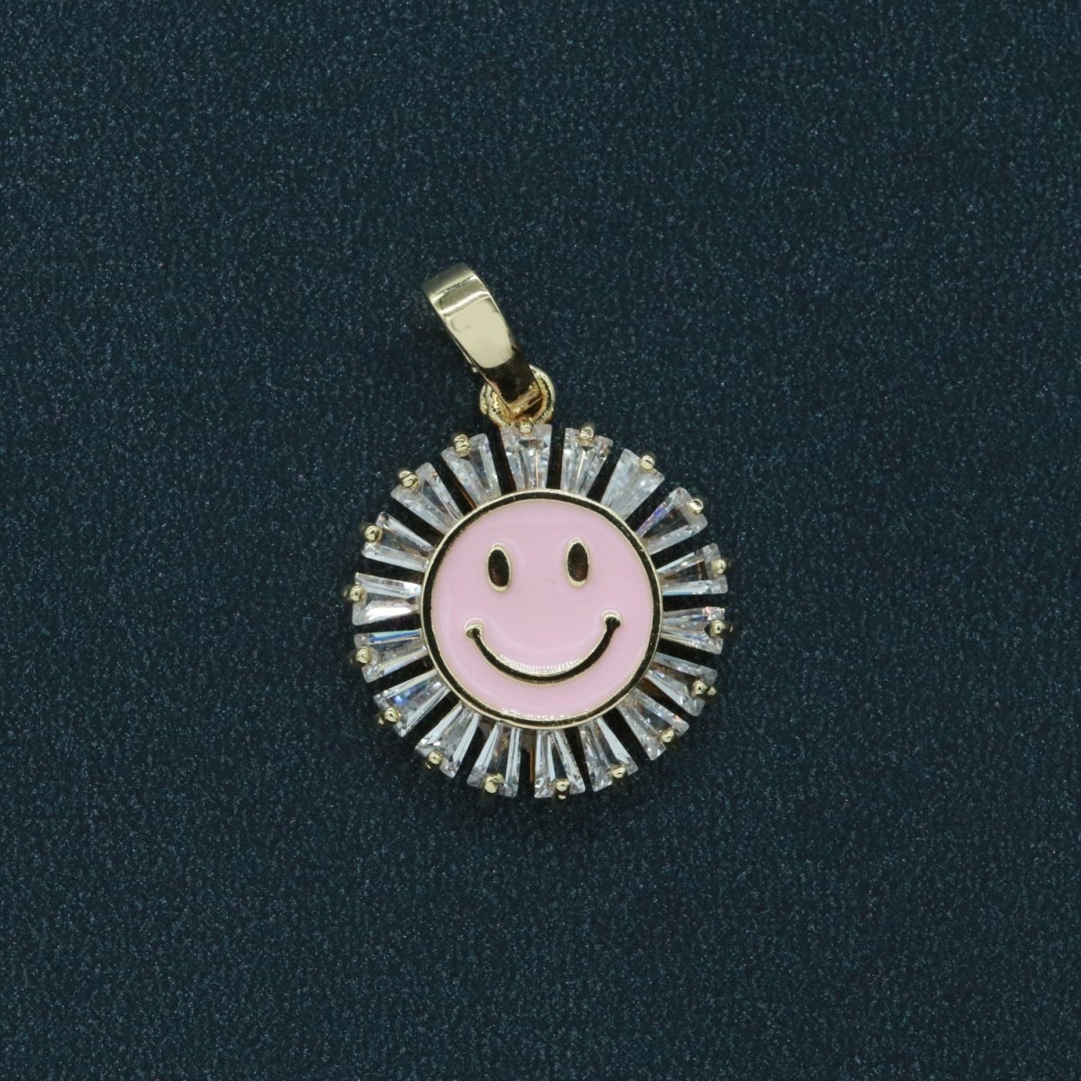 Round Smiley Face Charm Cubic Happy Face Pendant for Necklace Earring Component I-247 I-250 I-252 I-270 I-274