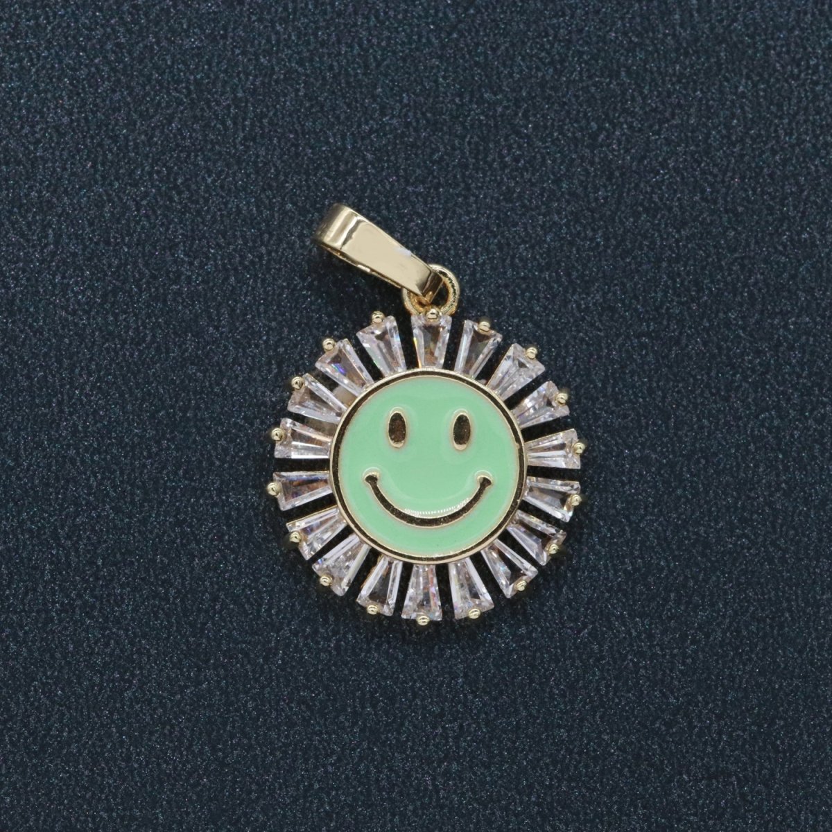 Round Smiley Face Charm Cubic Happy Face Pendant for Necklace Earring Component I-247 I-250 I-252 I-270 I-274